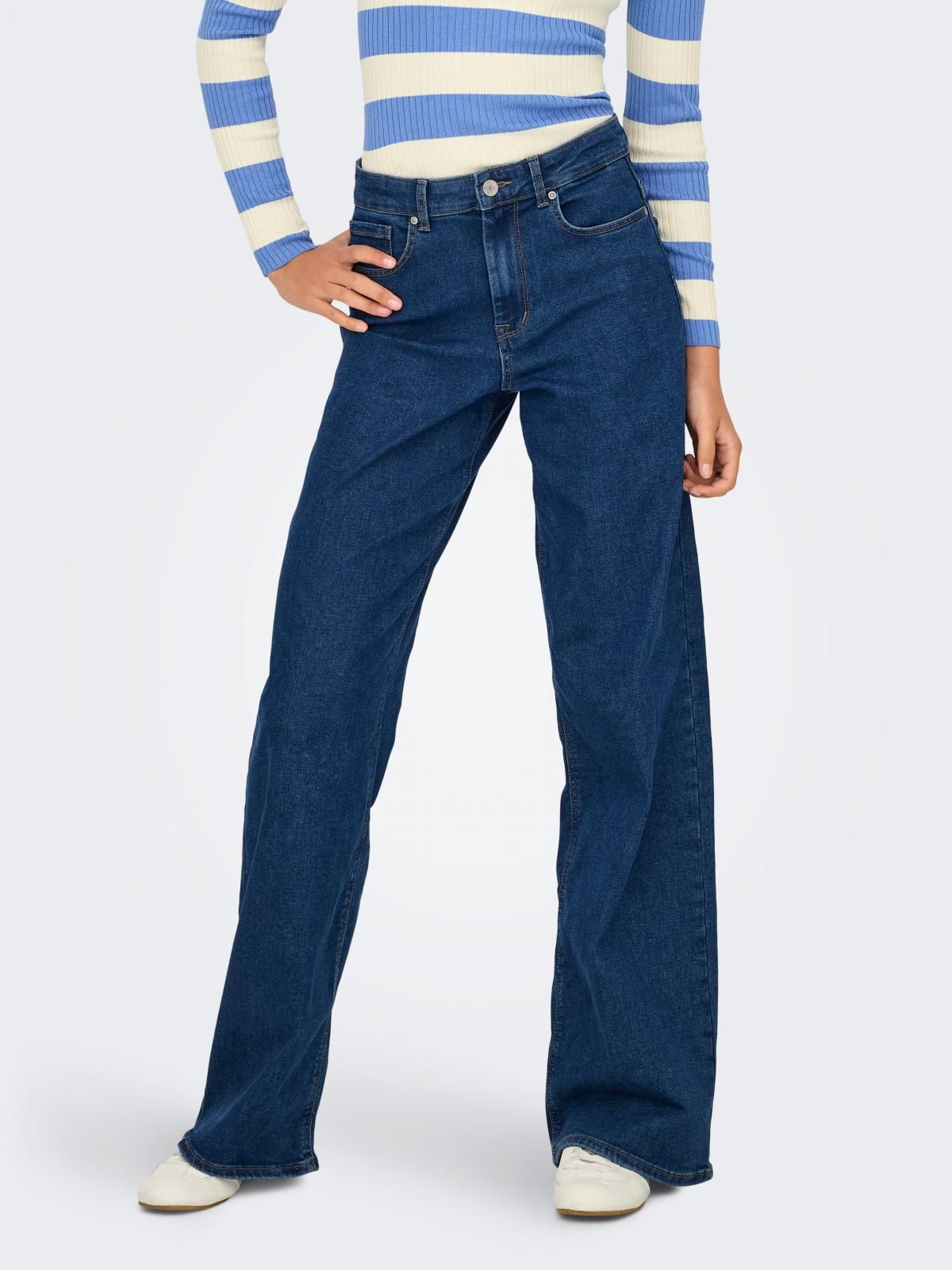 온리 데님 하이웨이스트 와이드핏 진 15326297_2115 BLUE / MEDIUM BLUE DENIM - 상품 이미지