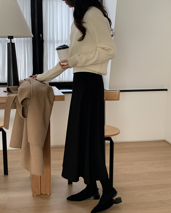 [자체제작] 3083 말랑쫀쫀 밴딩 플레어 a라인 롱 스커트 치마 이미지 4