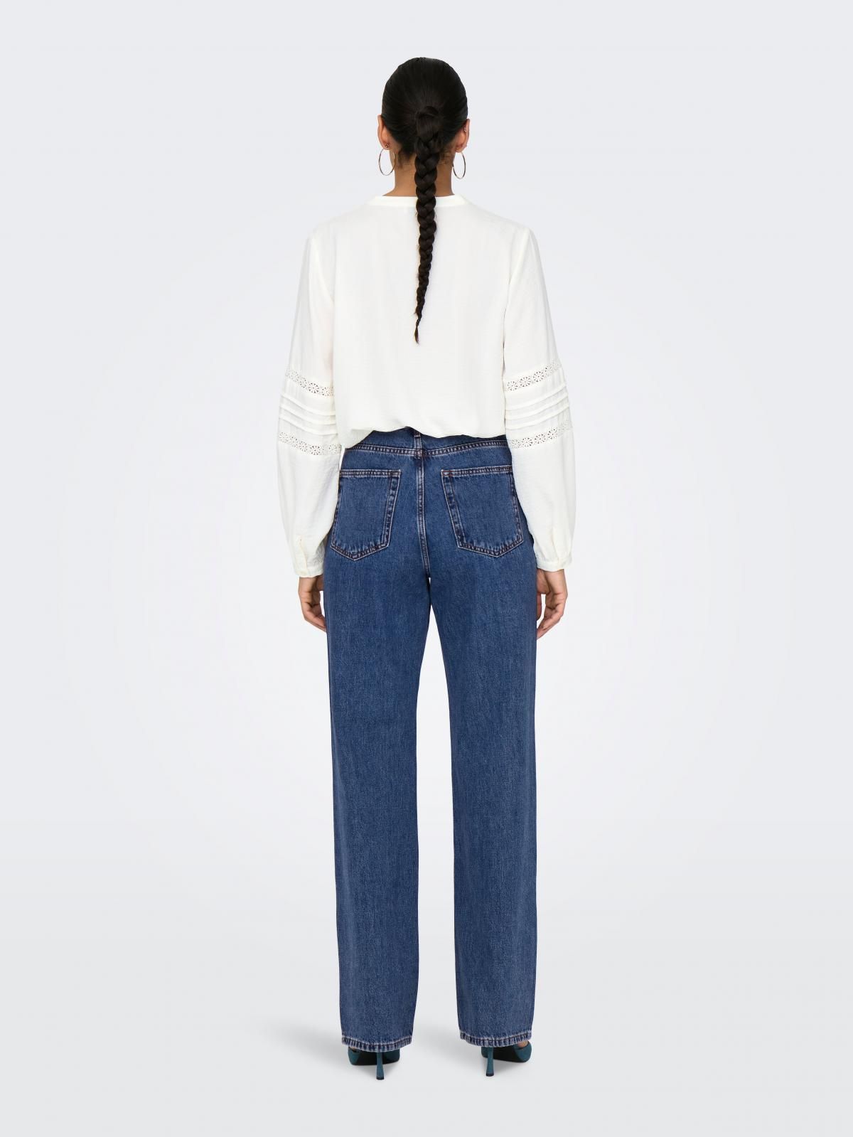 온리 하이웨이스트 스트레이트핏 데님 청바지 15319938_2115 BLUE / MEDIUM BLUE DENIM - 상세 이미지 2