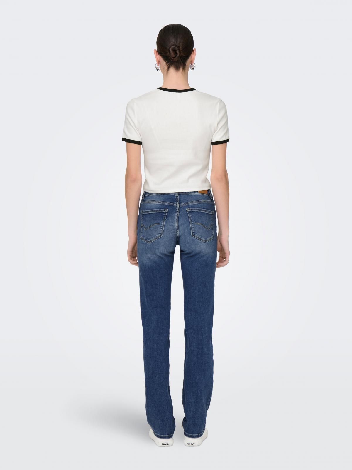 온리 미드웨이스트 스트레이트핏 데님 청바지 15252212_2115 BLUE / MEDIUM BLUE DENIM - 상세 이미지 2
