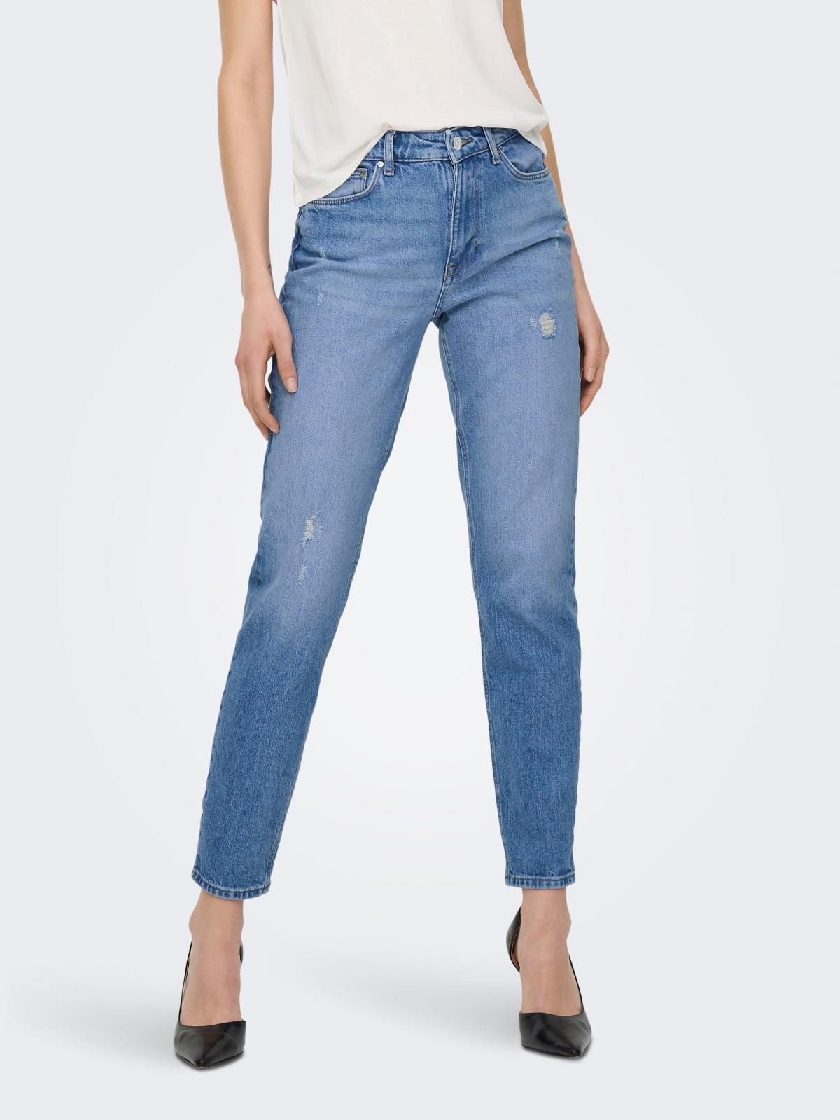 온리 연청 하이웨이스트 스트레이트 데님 진 15249500_2116 BLUE / LIGHT BLUE DENIM - 상품 이미지