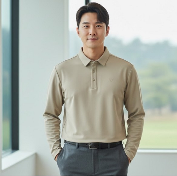 볼빅 남성 초겨울 패치로고 약기모 필드룩 골프웨어 스윙 카라 티셔츠 - 상품 이미지