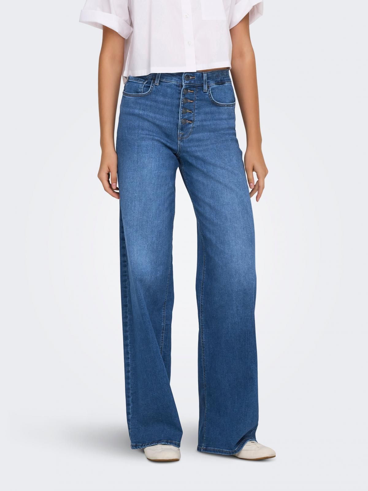 온리 하이웨이스트 데님 와이드핏 진 15366662_2115 BLUE / MEDIUM BLUE DENIM - 메인 이미지
