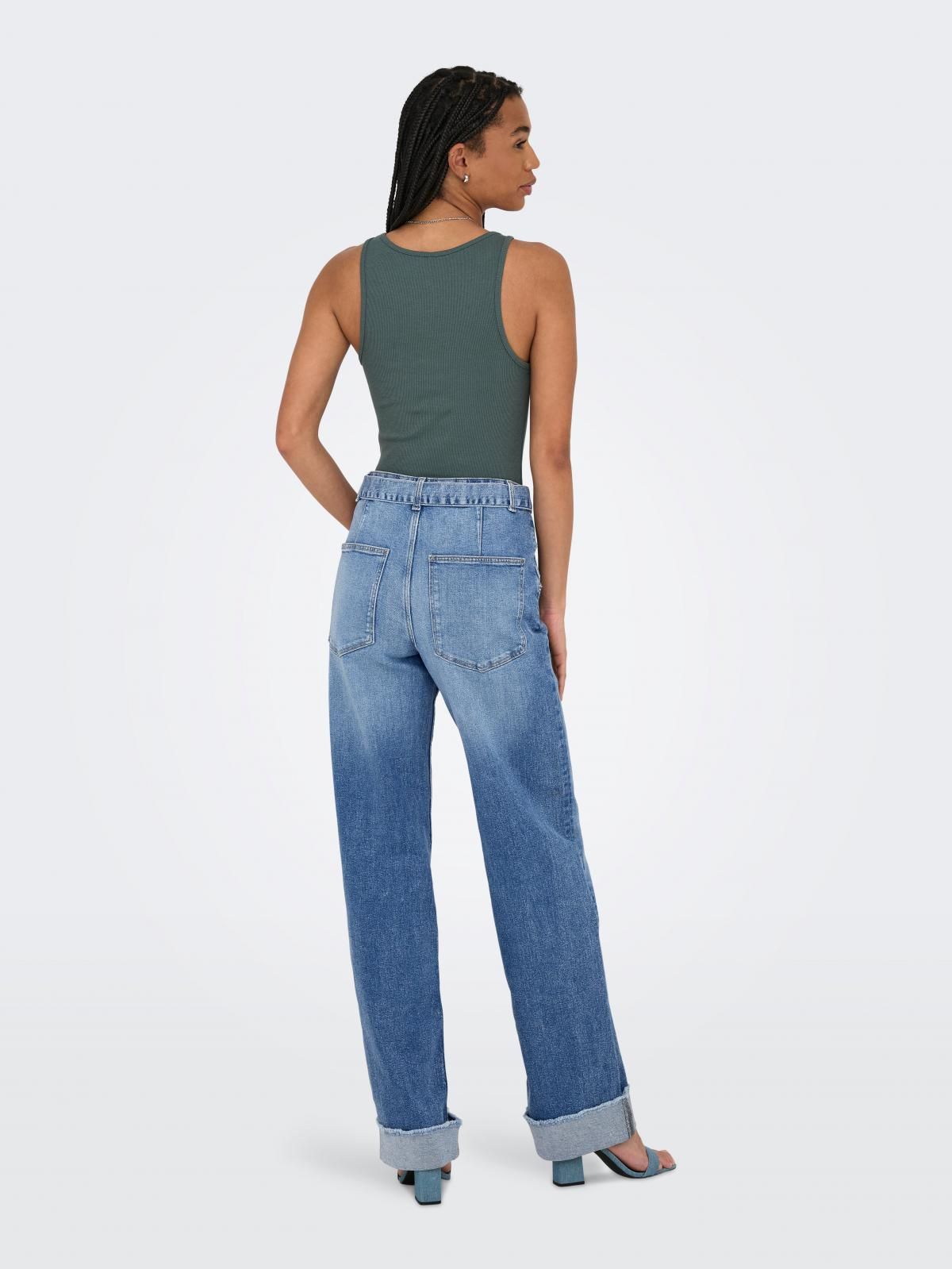온리 하이웨이스트 연청 와이드핏 데님 팬츠 15357941_2116 BLUE / LIGHT BLUE DENIM - 상세 이미지 2