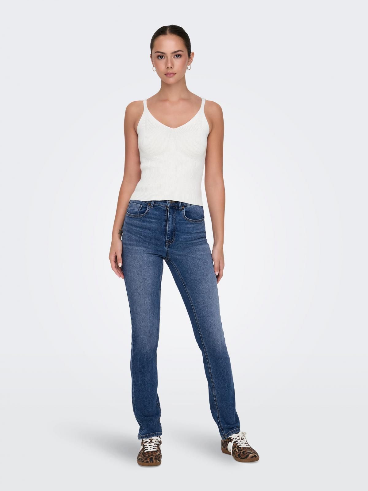 온리 하이웨이스트 슬림핏 데님 청바지 15332173_7024 BLUE / DARK MEDIUM BLUE DENIM - 상세 이미지 5