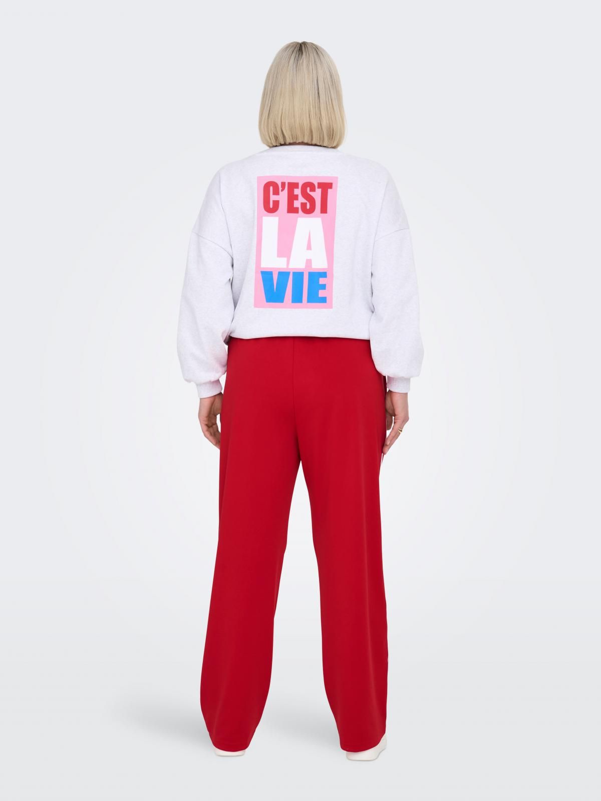 온리 트렌디 레드 와이드핏 트레이닝 팬츠 15344914_757_1175406 RED / HIGH RISK RED - 상세 이미지 2
