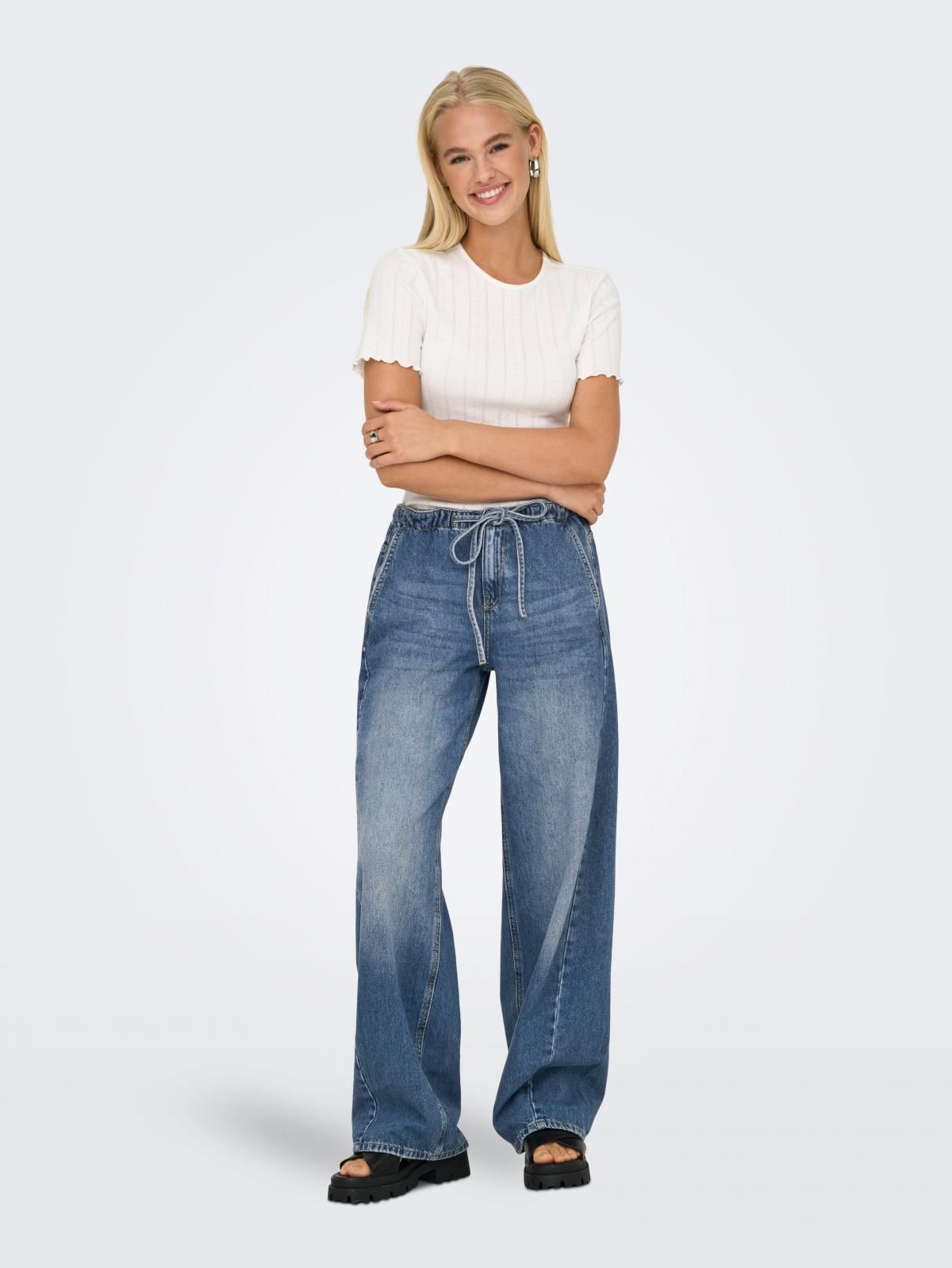 온리 트렌디 와이드핏 데님 진 15359088_2115 BLUE / MEDIUM BLUE DENIM - 상세 이미지 5