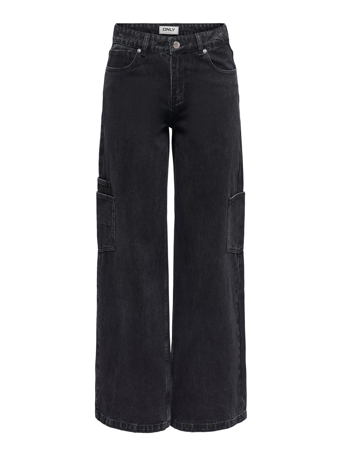 온리 테크니컬 와이드핏 흑청 데님 팬츠 15352422_8183 BLACK / WASHED BLACK - 상세 이미지 3