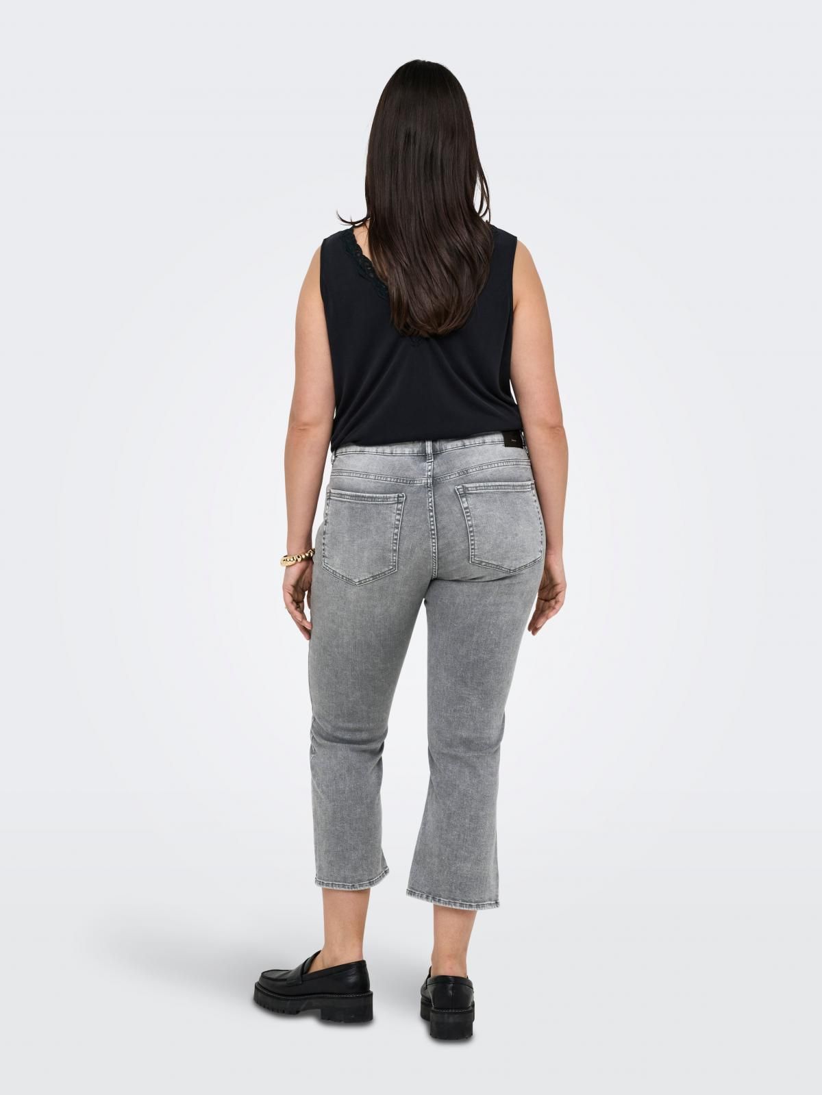 온리 플러스사이즈 플레어핏 크롭 데님 팬츠 15313801_2105 GREY / MEDIUM GREY DENIM - 상세 이미지 2