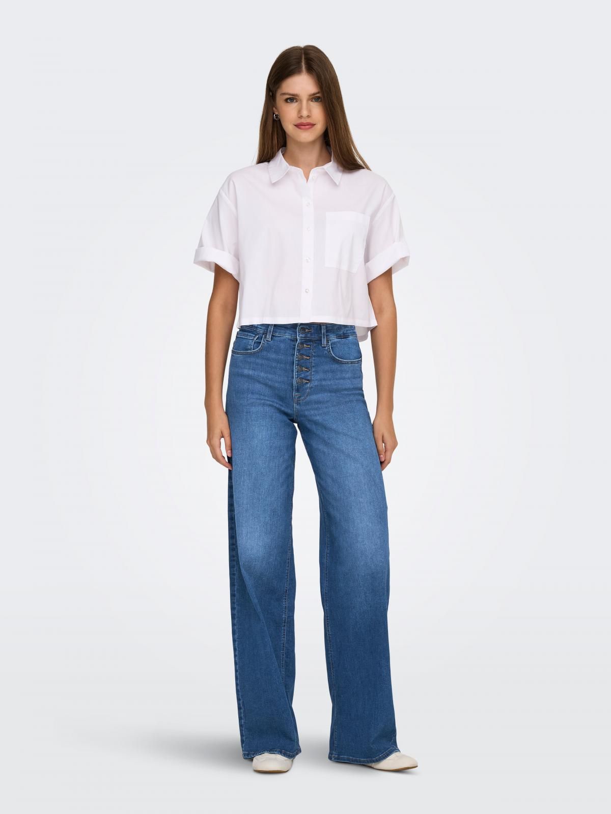 온리 하이웨이스트 데님 와이드핏 진 15366662_2115 BLUE / MEDIUM BLUE DENIM - 상세 이미지 5