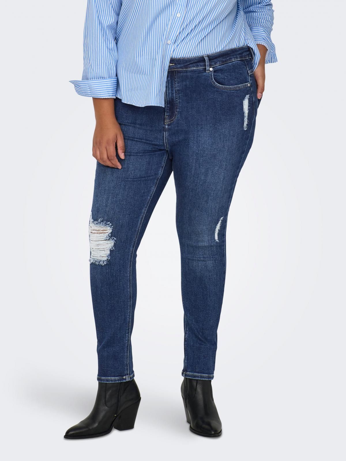 온리 하이웨이스트 중청 스키니핏 데님 팬츠 15301297_2115 BLUE / MEDIUM BLUE DENIM - 상품 이미지