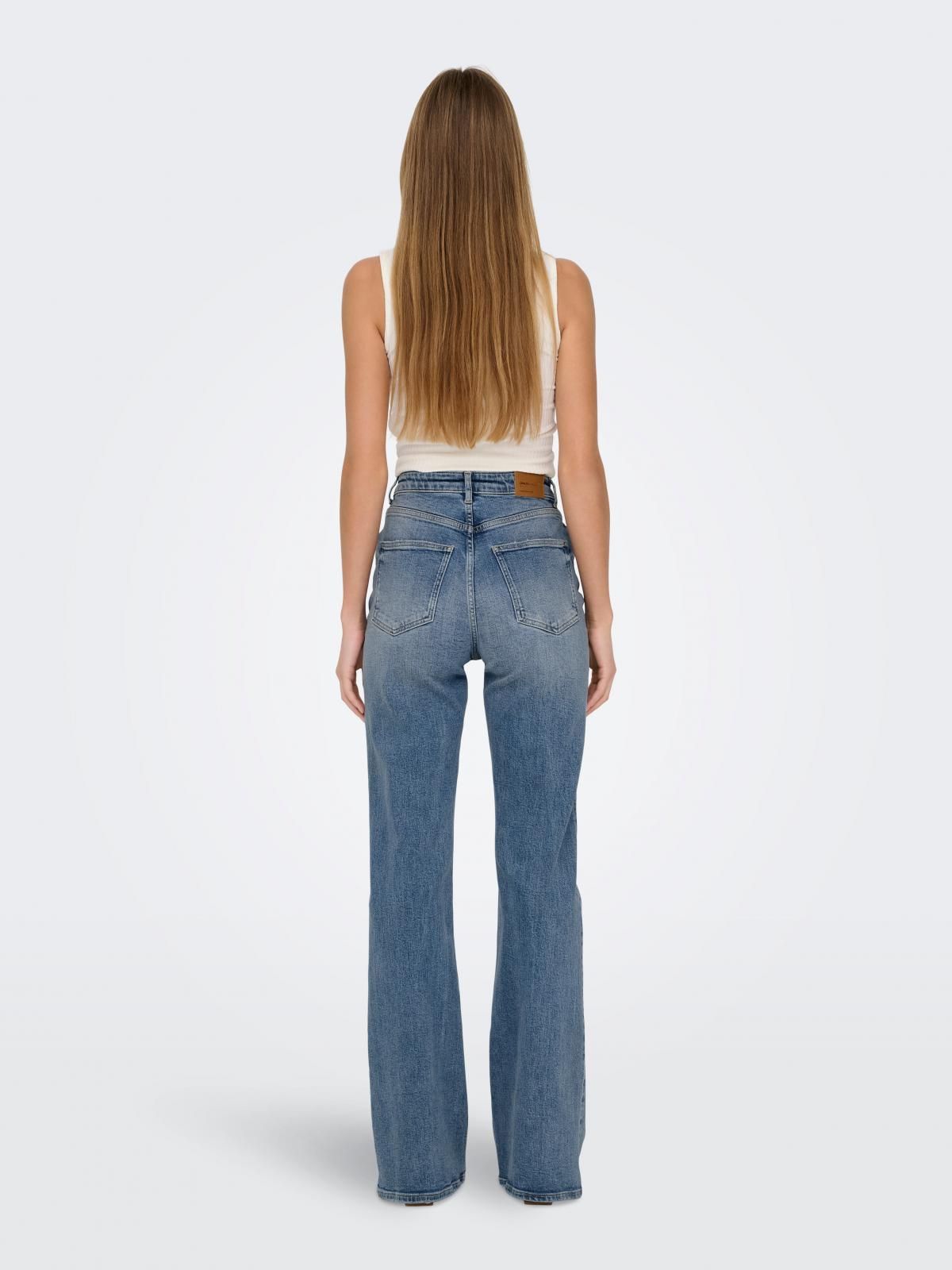 온리 하이웨이스트 플레어핏 데님 청바지 15338004_2115 BLUE / MEDIUM BLUE DENIM - 상세 이미지 3