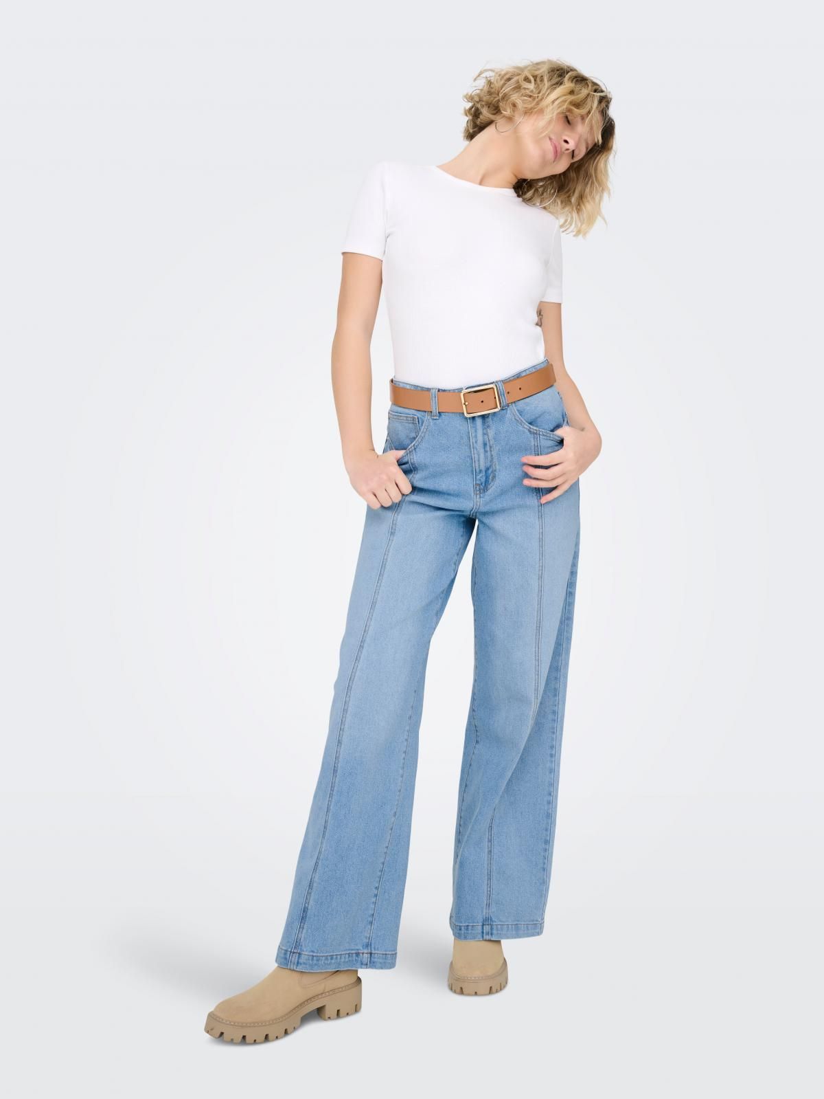 온리 하이웨이스트 데님 와이드핏 진 15363233_2116 BLUE / LIGHT BLUE DENIM - 상세 이미지 5