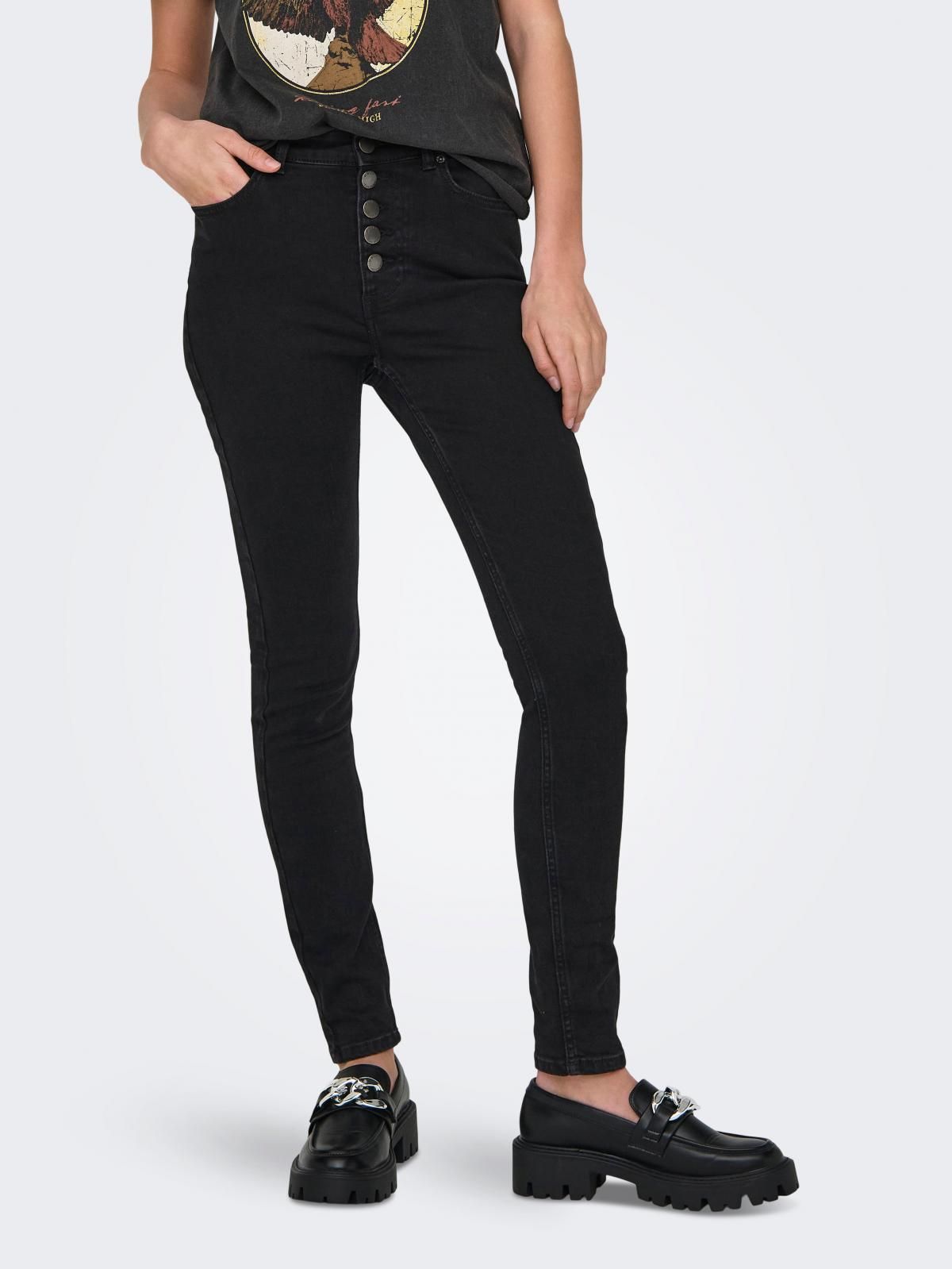 온리 테크니컬 미드웨이스트 스키니핏 블랙 데님진 15244620_2161 BLACK / BLACK - 상품 이미지