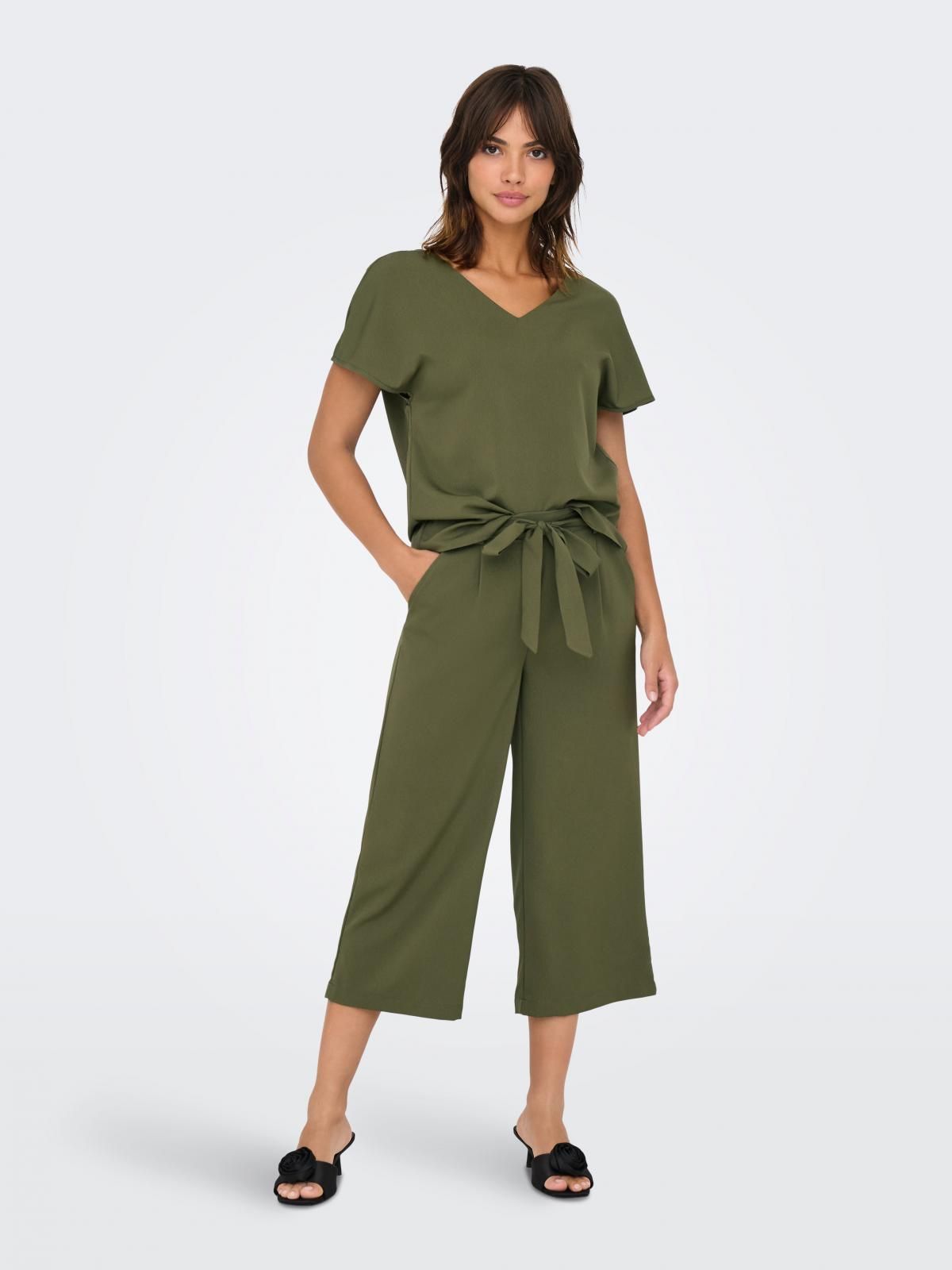 온리 와이드핏 테크니컬 벨티드 팔라조 팬츠 15342658_4263 GREEN / KALAMATA - 상세 이미지 5