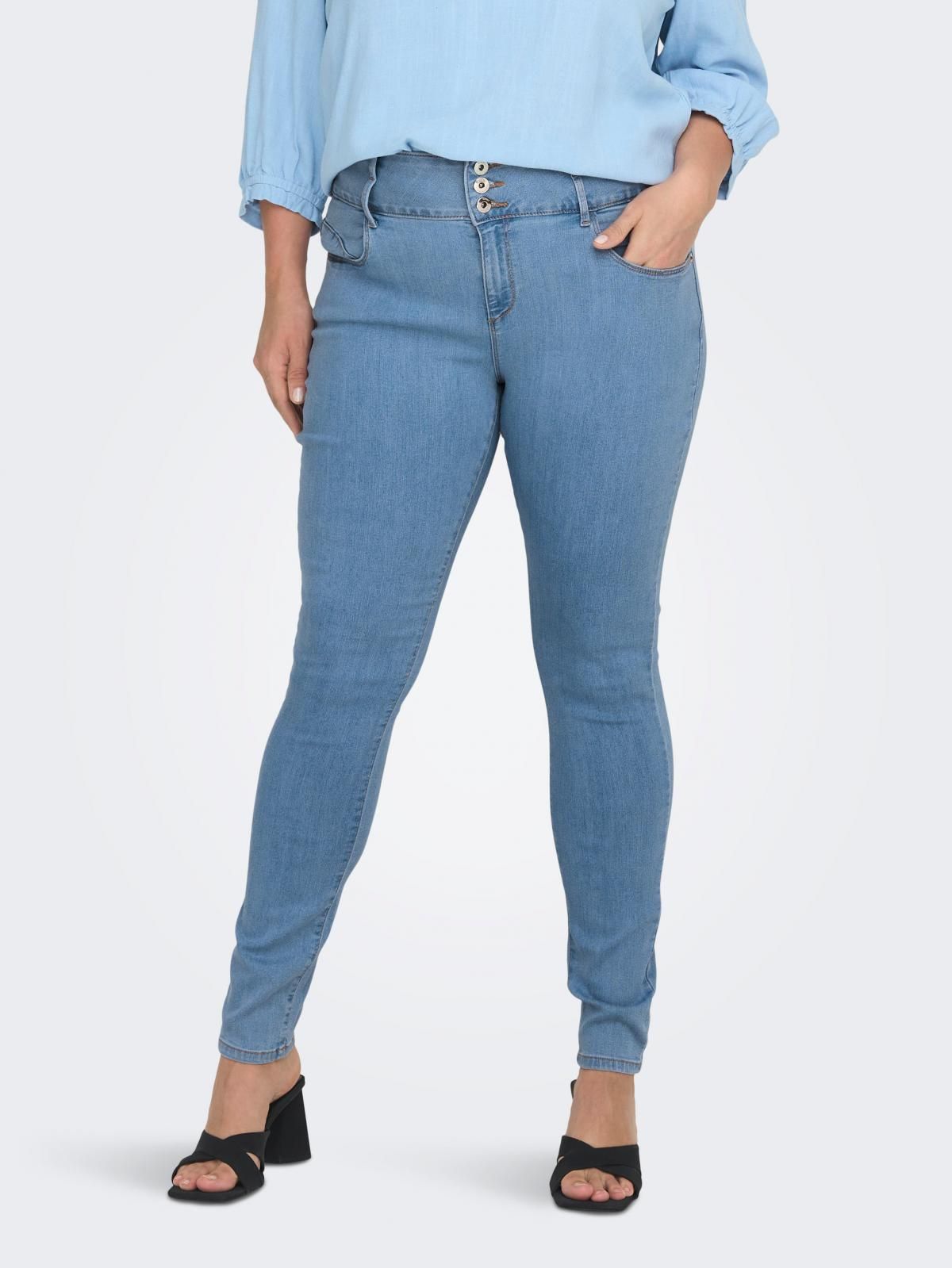 온리 플러스사이즈 하이웨이스트 스키니핏 진 15280926_2116 BLUE / LIGHT BLUE DENIM - 상품 이미지