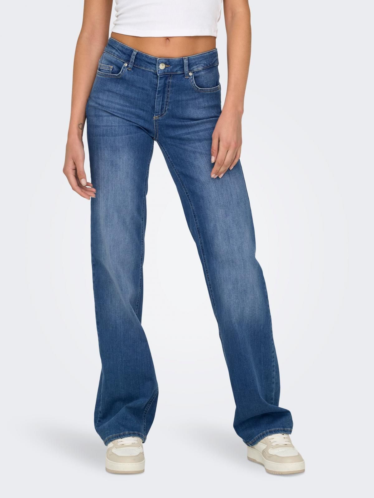 온리 미드웨이스트 스트레이트핏 데님 청바지 15330787_2115 BLUE / MEDIUM BLUE DENIM - 상품 이미지