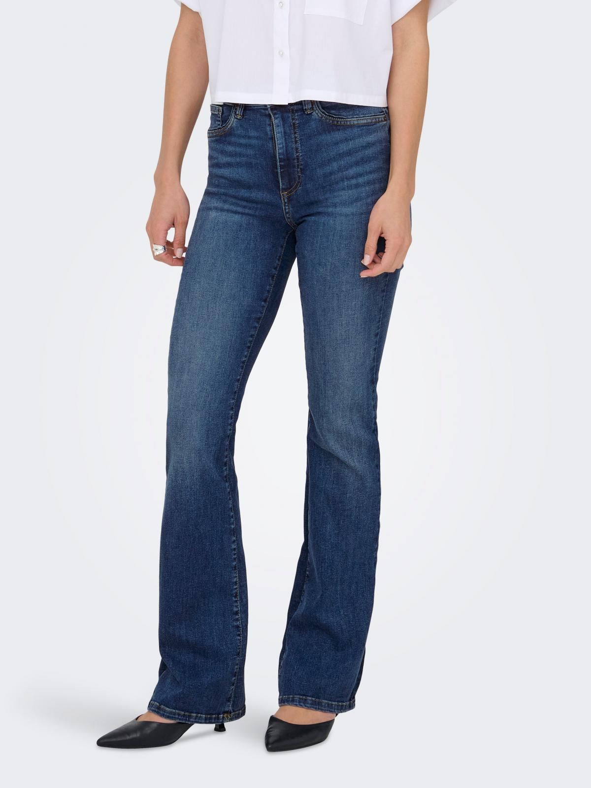 온리 하이라이즈 플레어핏 데님 부츠컷 청바지 15361593_2114 BLUE / DARK BLUE DENIM - 상품 이미지