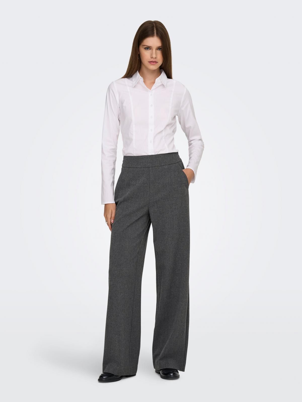 온리 하이웨이스트 와이드핏 팬츠 15361944_2382 GREY / MEDIUM GREY MELANGE - 상세 이미지 5