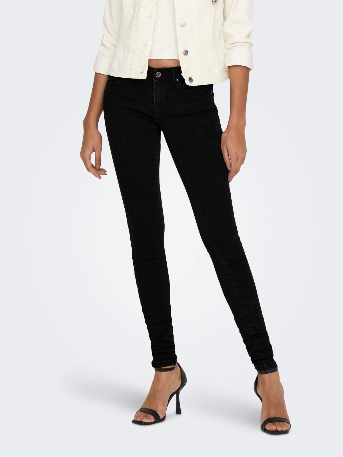 온리 로우웨이스트 스키니핏 블랙 데님 팬츠 15370815_2103 BLACK / BLACK DENIM - 상품 이미지