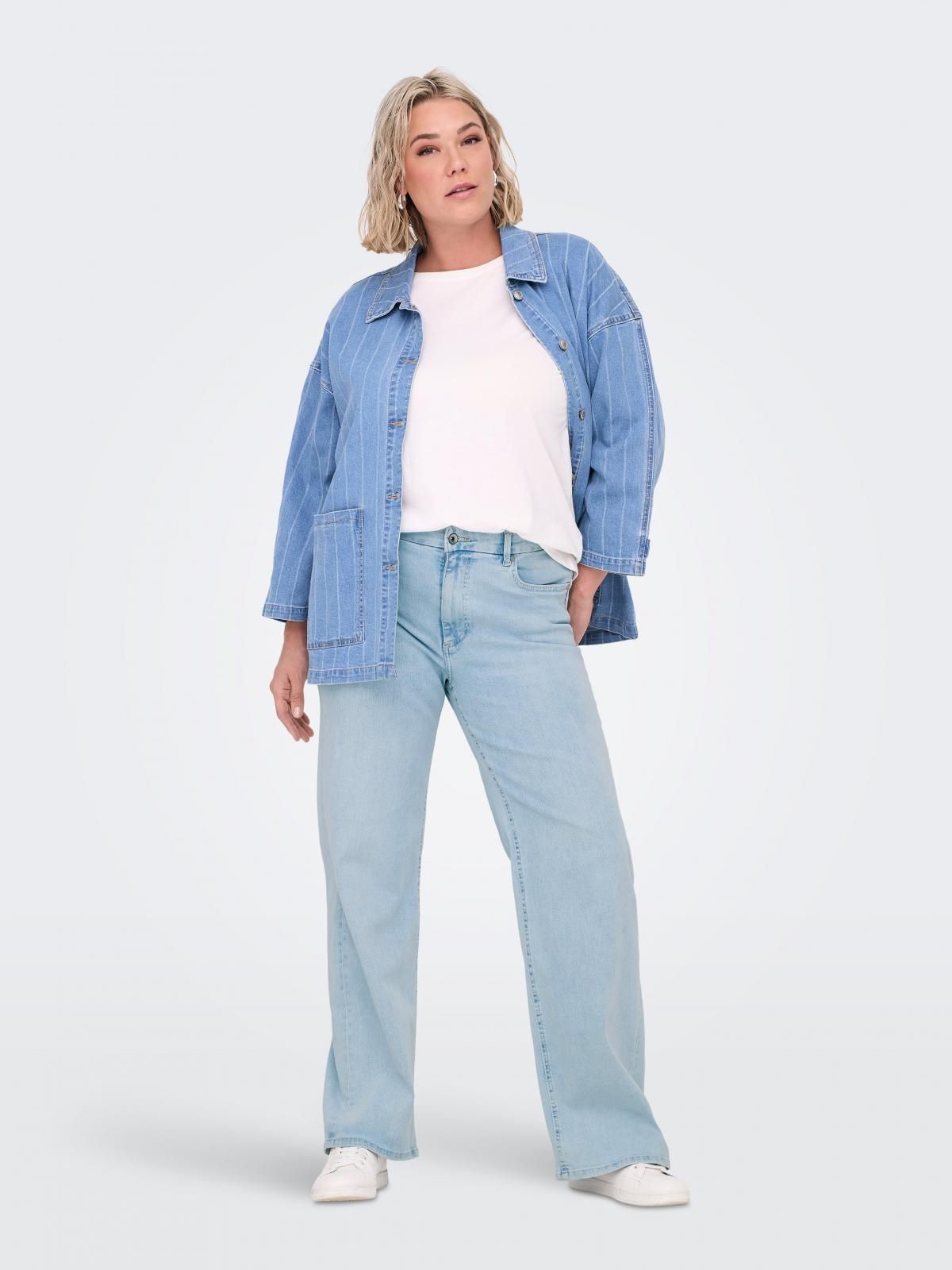 온리 플러스사이즈 와이드핏 데님 팬츠 15352074_2116 BLUE / LIGHT BLUE DENIM - 상세 이미지 5