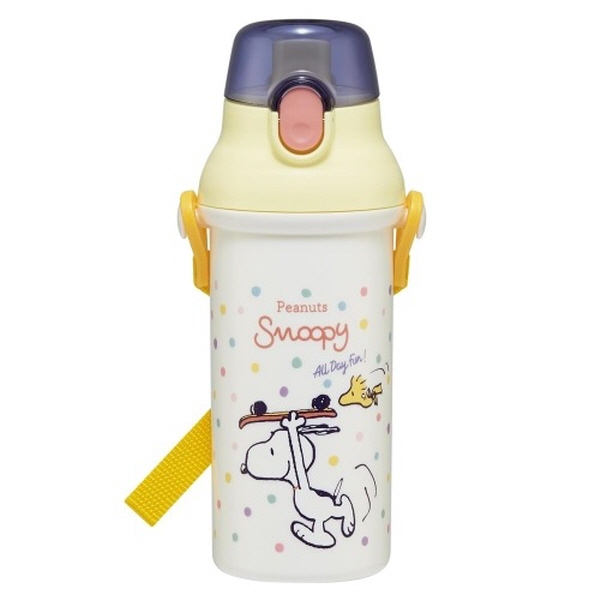 스누피 스케이트보드 원터치 어깨끈물병 480ml 물통 - 상품 이미지