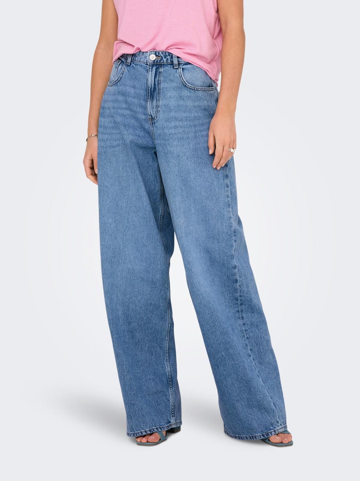 온리 하이웨이스트 와이드핏 데님 배기 청바지 15357952_2116 BLUE / LIGHT BLUE DENIM - 상품 이미지