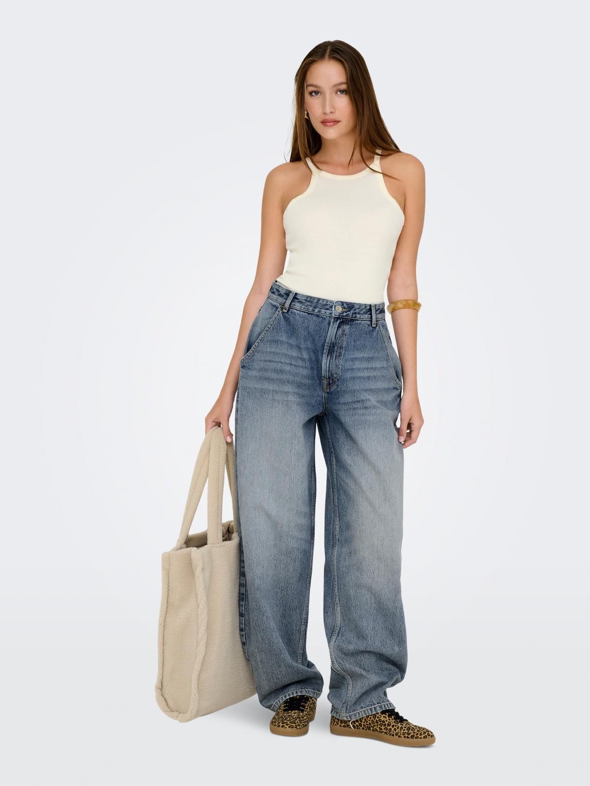 온리 트렌디 중청 배기핏 데님 팬츠 15325673_2115 BLUE / MEDIUM BLUE DENIM - 상세 이미지 5