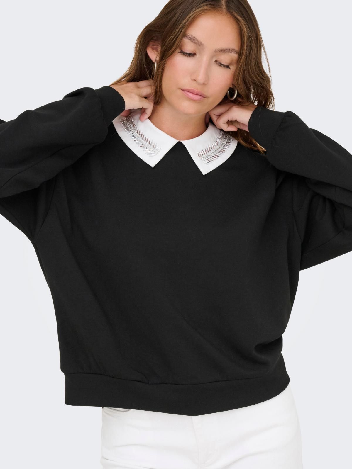온리 글리터카라 포인트 블랙 맨투맨 15356097_2161_1219883 BLACK / BLACK 이미지 6