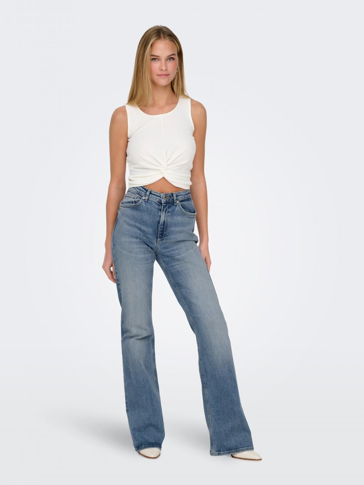 온리 하이웨이스트 플레어핏 데님 청바지 15338004_2115 BLUE / MEDIUM BLUE DENIM - 상세 이미지 5