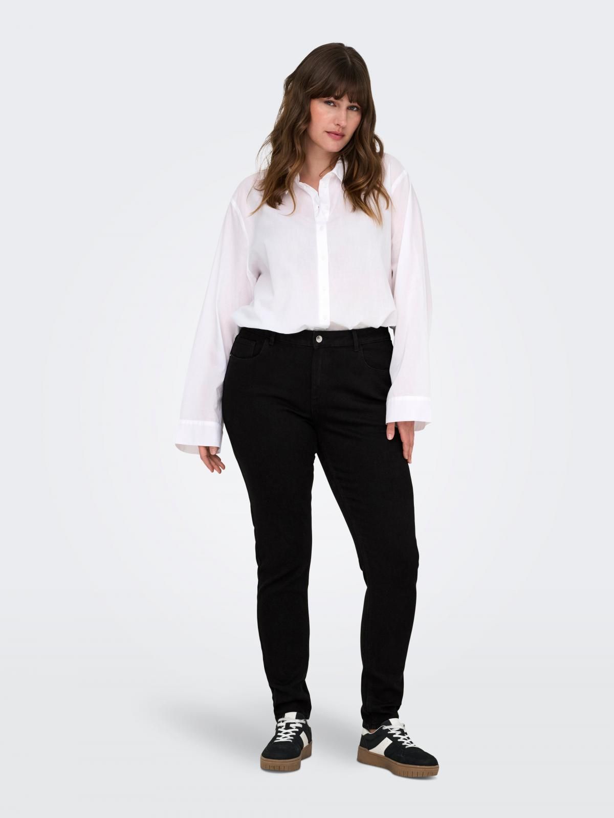 온리 플러스사이즈 스키니핏 데님 블랙 진 15355014_2161 BLACK / BLACK - 상세 이미지 5