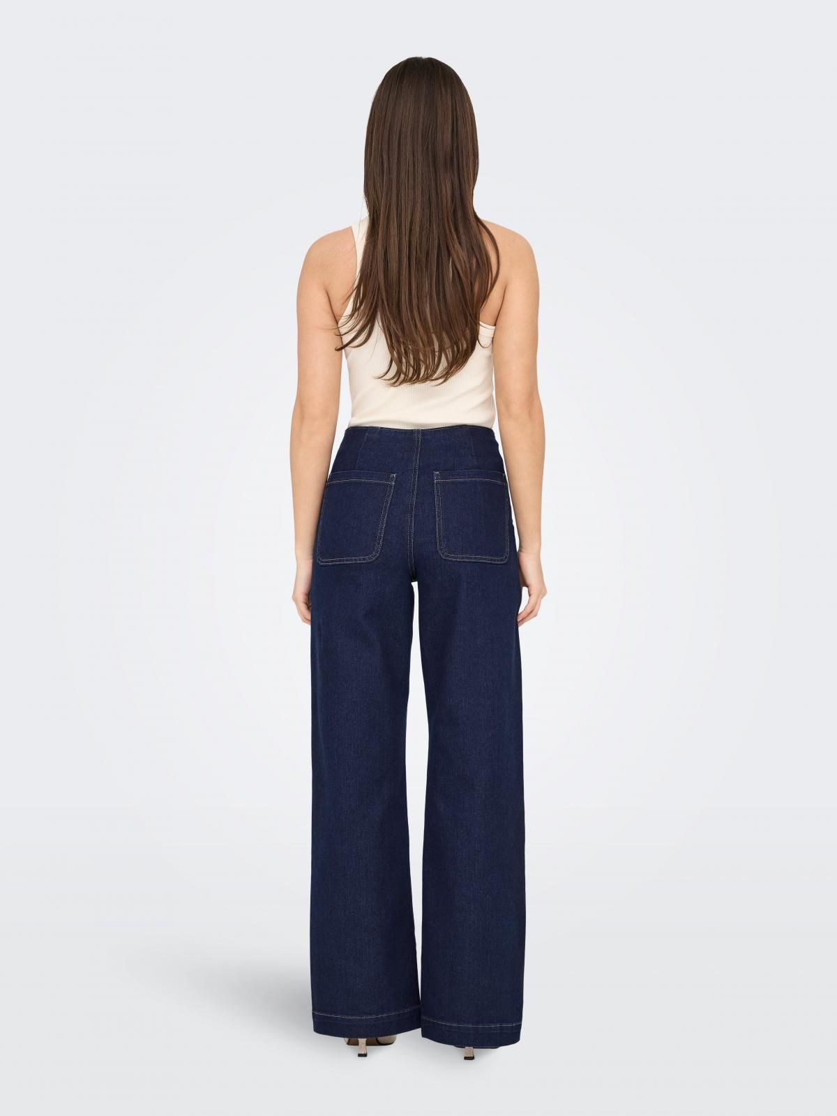 온리 하이웨이스트 데님 와이드핏 진청 청바지 15357225_2114 BLUE / DARK BLUE DENIM - 상세 이미지 2