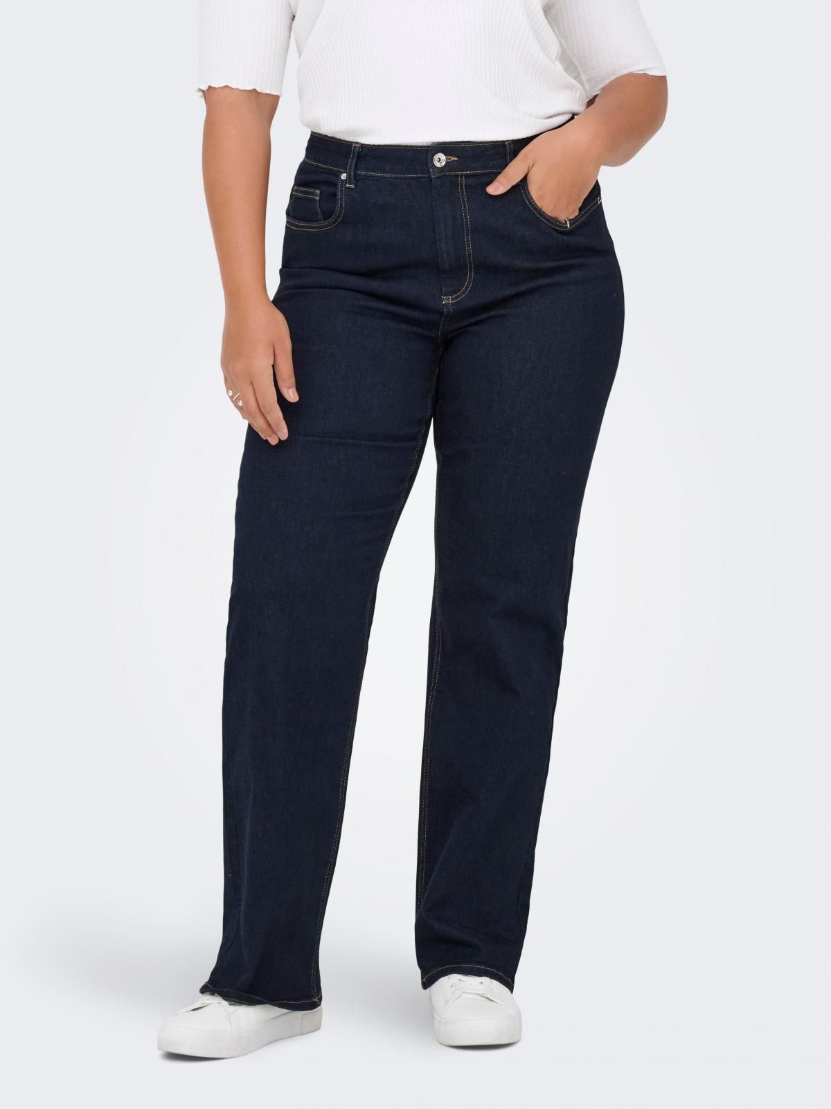 온리 하이웨이스트 와이드핏 데님 팬츠 15363685_2114_1236212 BLUE / DARK BLUE DENIM - 상품 이미지