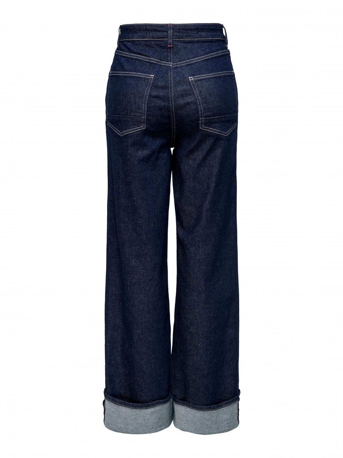온리 데님 하이웨이스트 와이드핏 롤업 청바지 15332272_2114 BLUE / DARK BLUE DENIM - 상세 이미지 4