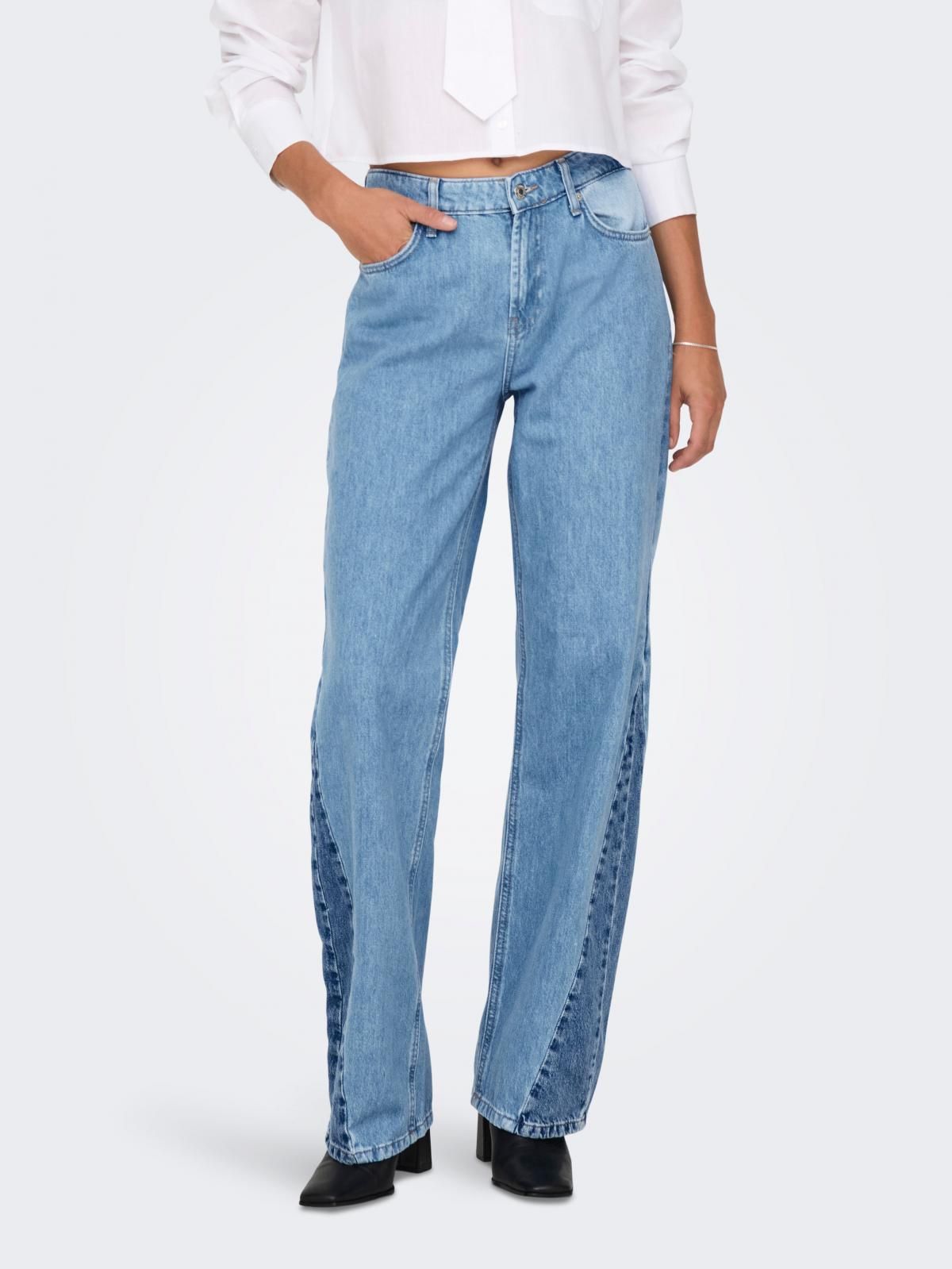 온리 미드웨이스트 와이드핏 데님 청바지 15330826_2116 BLUE / LIGHT BLUE DENIM - 상품 이미지