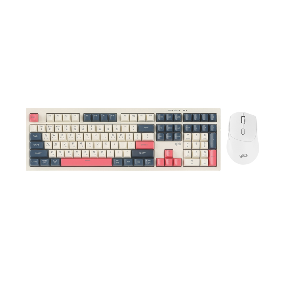 지클릭커 오피스프로 WMK50 사일런스 M 무소음 무선 블루투스 108 키보드 마우스 세트 Havana Cappuccino - 상품 이미지