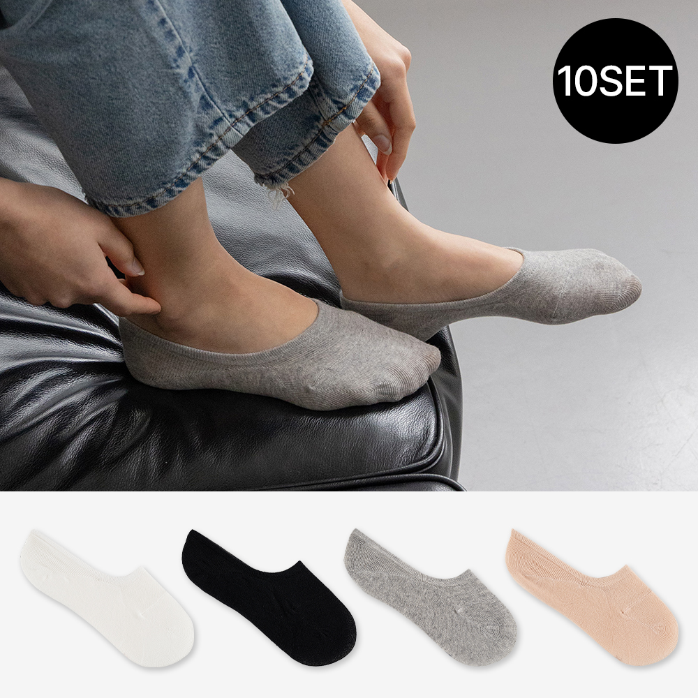 싹스탑 10켤레 여성 벗겨지지 않는 페이크삭스 덧신 데일리 양말 - 상품 이미지