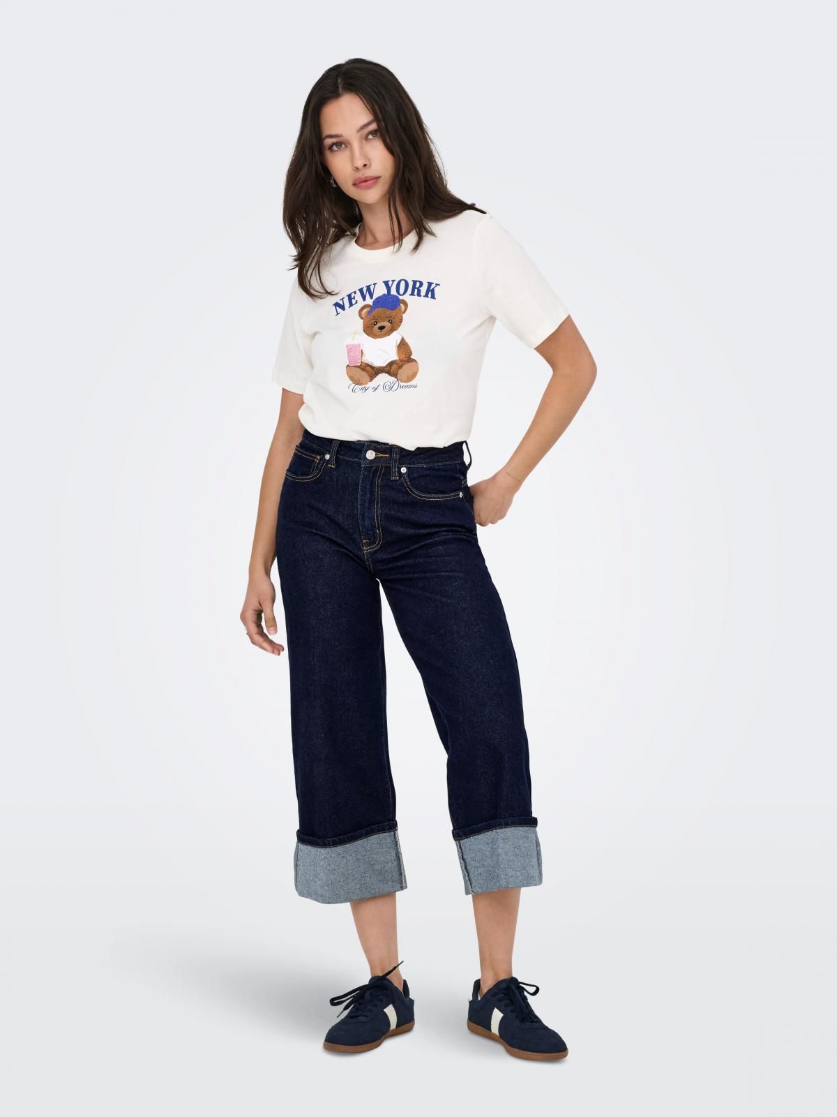 온리 하이웨이스트 데님 와이드핏 롤업 진 15338102_2114 BLUE / DARK BLUE DENIM - 상세 이미지 5