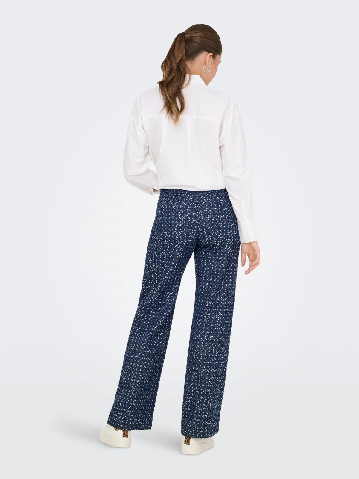 온리 트렌디 패턴 와이드 팬츠 15362397_2114 BLUE / DARK BLUE DENIM - 상세 이미지 2