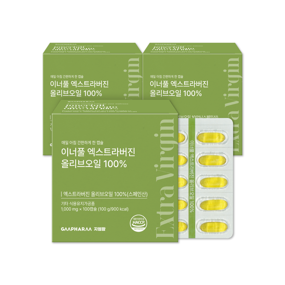 이너풀 엑스트라버진 올리브오일 100일분 100캡슐, 3개 - 상품 이미지