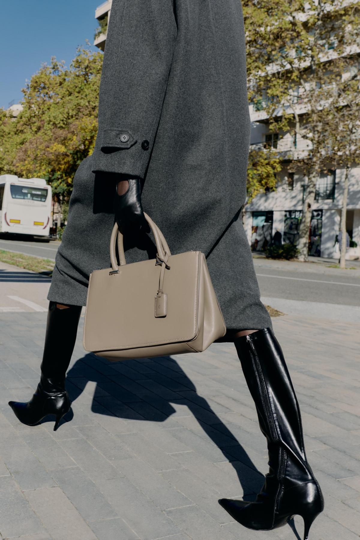 자라 클래식 더블핸들 시티 토트백 6752/610 TAUPE GREY - 상세 이미지 3