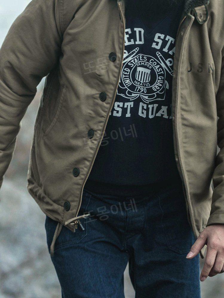 브론슨 BRONSON 해안경비대 USCG 무거운 면 테리 가로 줄무리 더블 V 스웨트 셔츠 해군 M - 상세 이미지 4