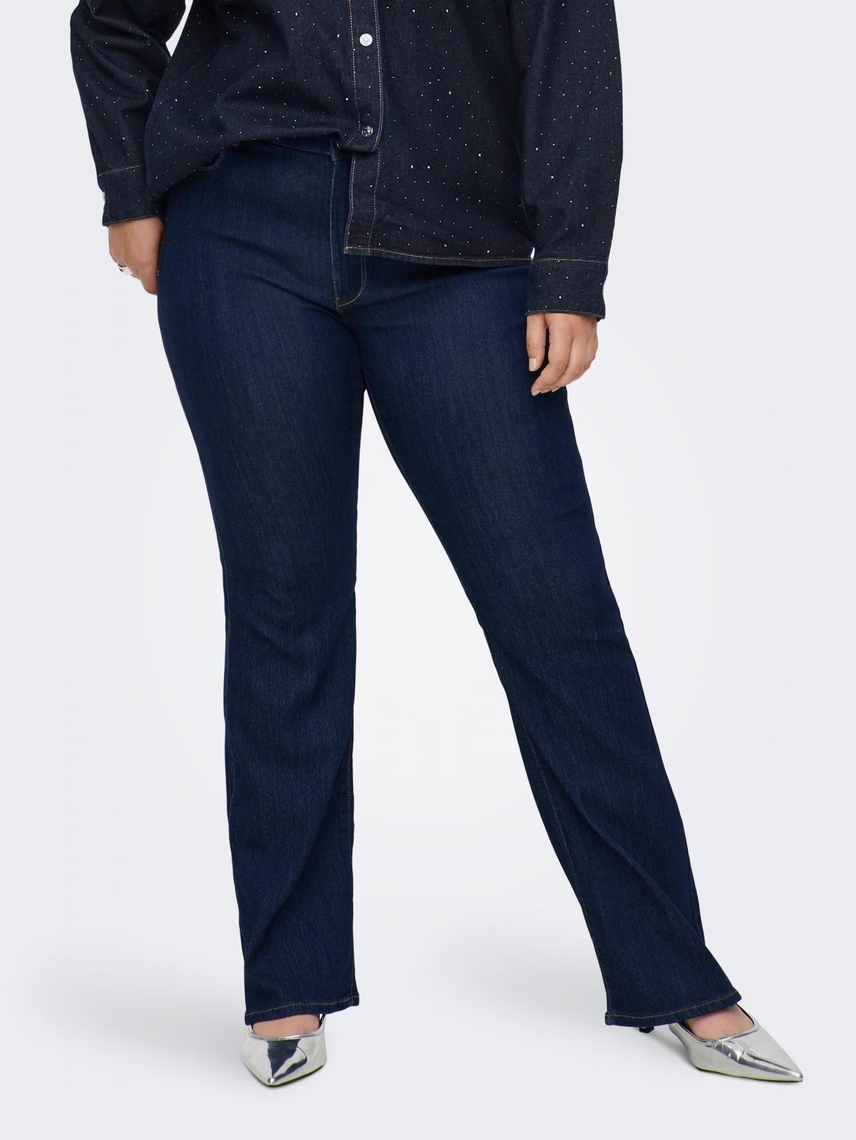 온리 하이웨이스트 플레어핏 데님 진청 청바지 15361417_2114 BLUE / DARK BLUE DENIM - 상품 이미지