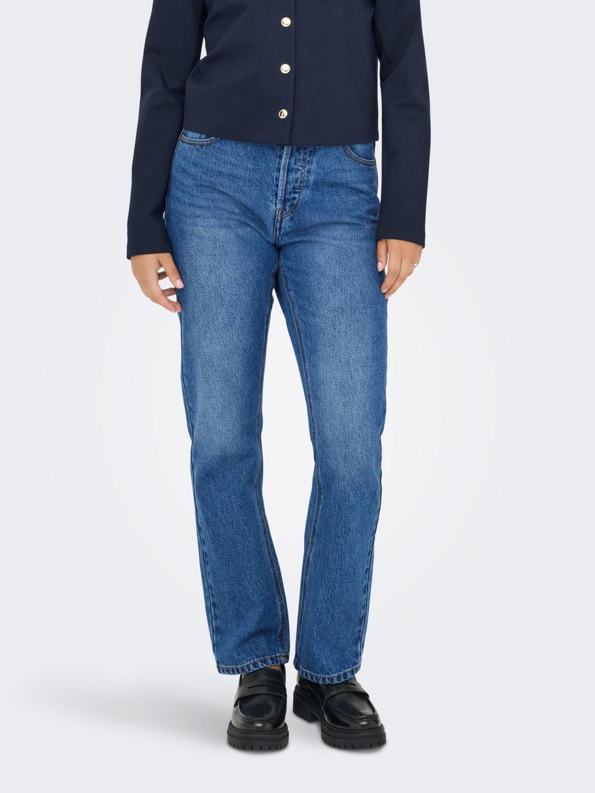 온리 데님 하이웨이스트 스트레이트핏 청바지 15370939_2115 BLUE / MEDIUM BLUE DENIM - 상품 이미지
