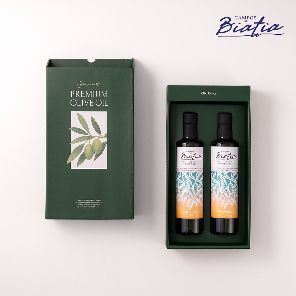 비아티아 파밀리아 엑스트라버진 올리브오일 선물세트 500ml, 2병 - 메인 이미지