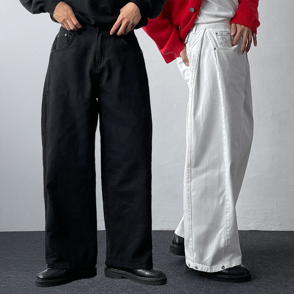 남자와이드청바지 남자블랙진 벌룬데님 - 상품 이미지