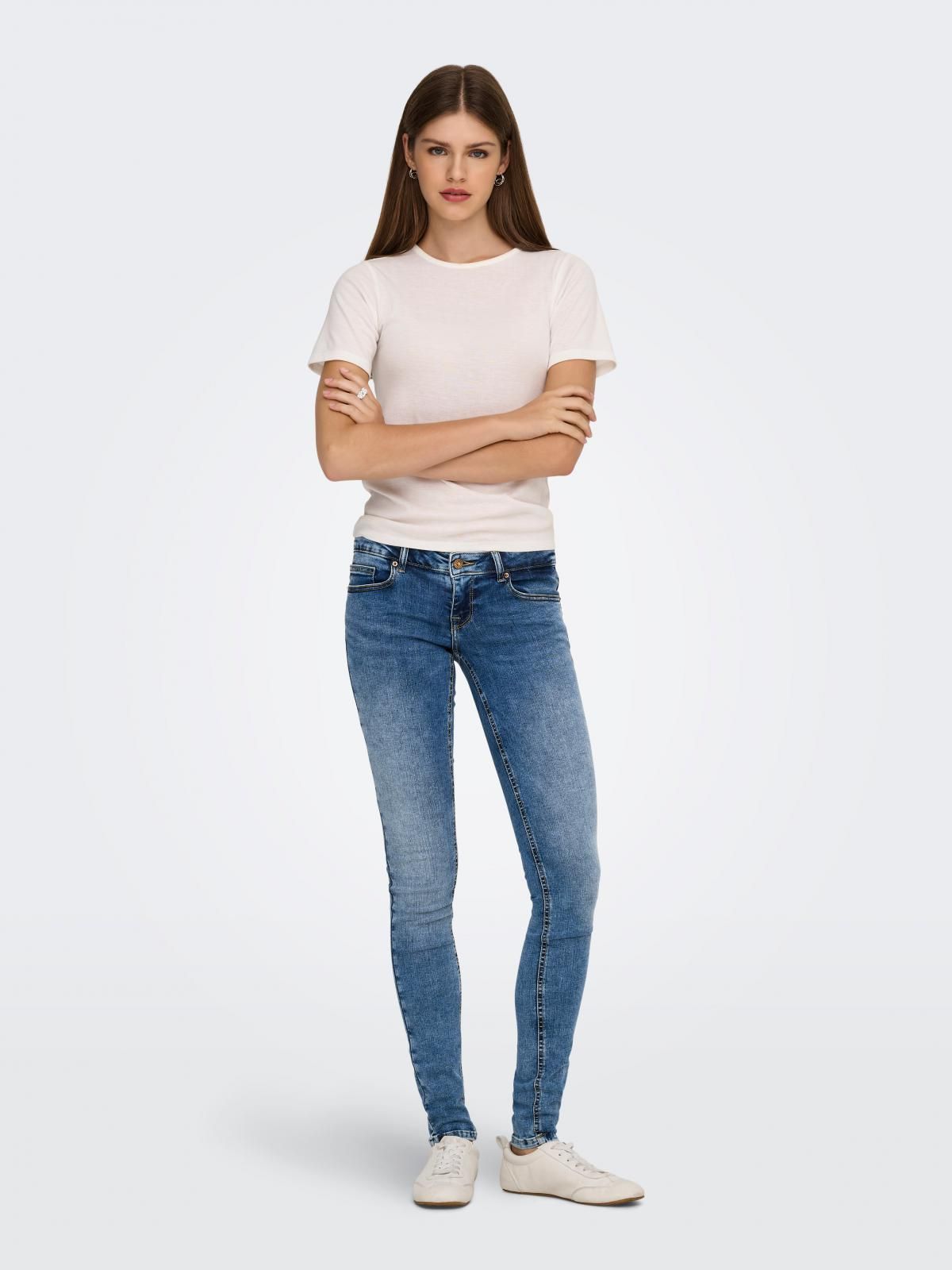 온리 데님 로우웨이스트 스키니핏 청바지 15366667_2115 BLUE / MEDIUM BLUE DENIM - 상세 이미지 5