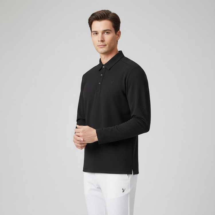 볼빅 남성 초겨울 패치로고 약기모 필드룩 골프웨어 스윙 카라 티셔츠 - 상세 이미지 4