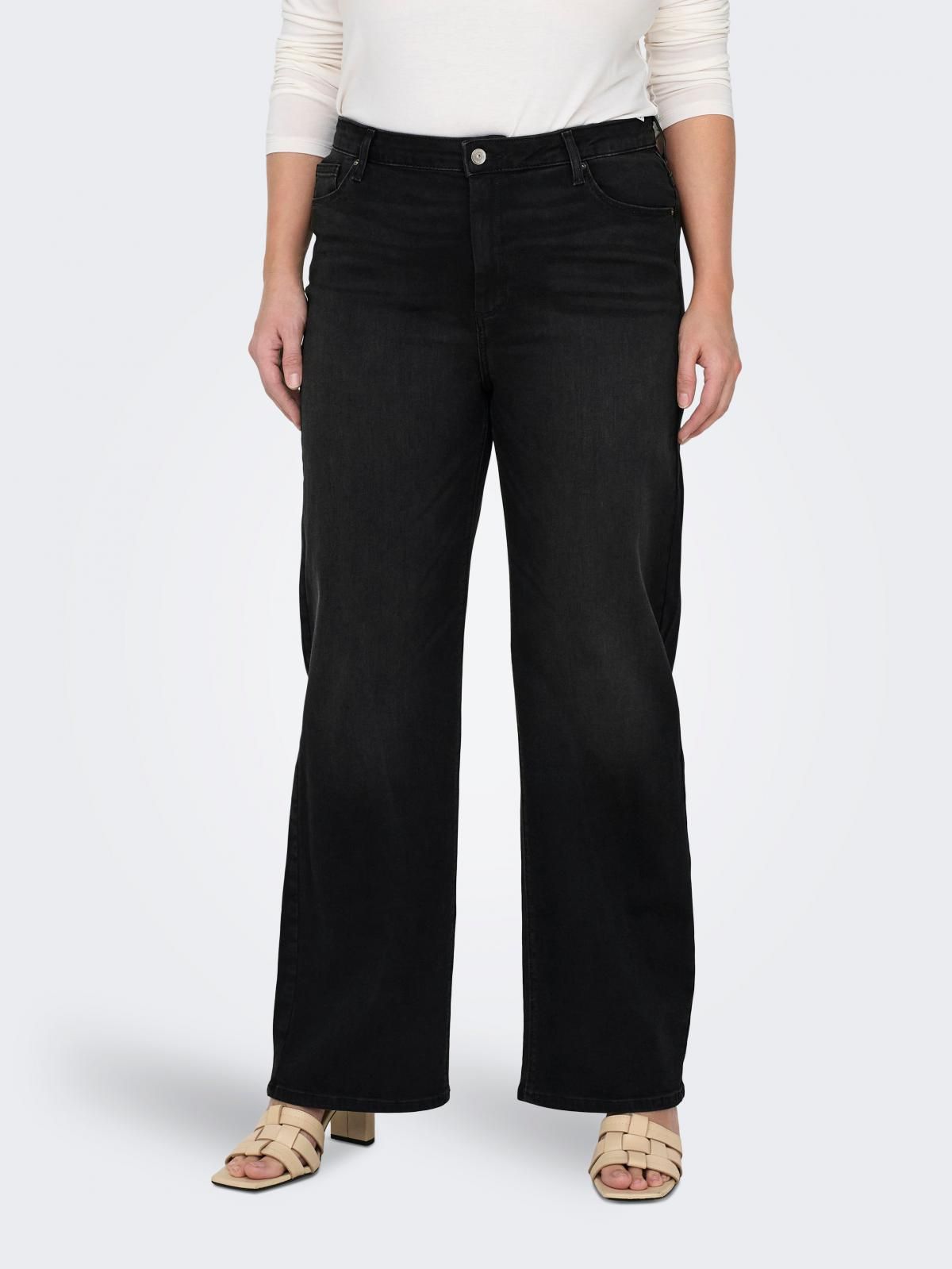 온리 빅사이즈 와이드핏 테크니컬 데님 팬츠 15305777_2103 BLACK / BLACK DENIM - 상품 이미지