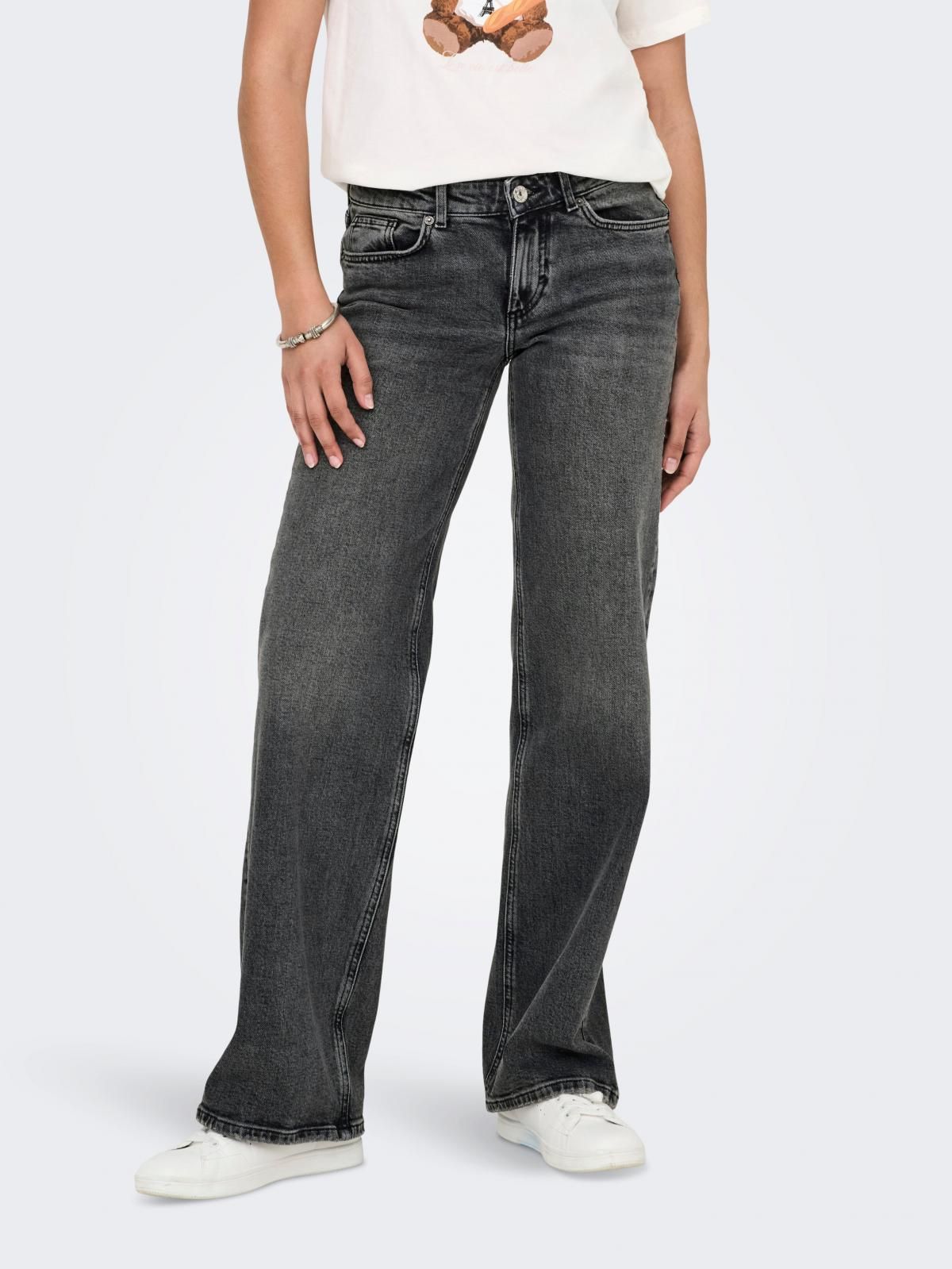 온리 트렌디 로우웨이스트 와이드핏 데님진 15338012_2104 GREY / DARK GREY DENIM - 상품 이미지